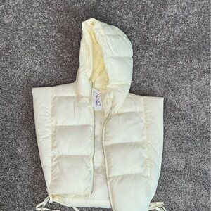 Light Yellow Quilted Puffer Vest with Hood